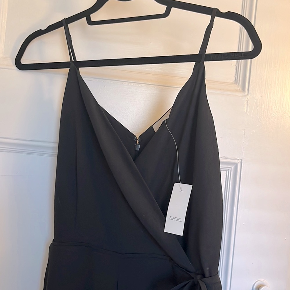 Loft wide legged vneck tank black jumpsuit NWT size 6P petite